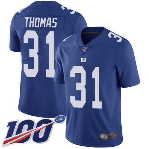 Men New York Giants #31 Michael Thomas Royal Blue Team Color Vapor Untouchable Limited Player 100th Season Football NFL Jersey